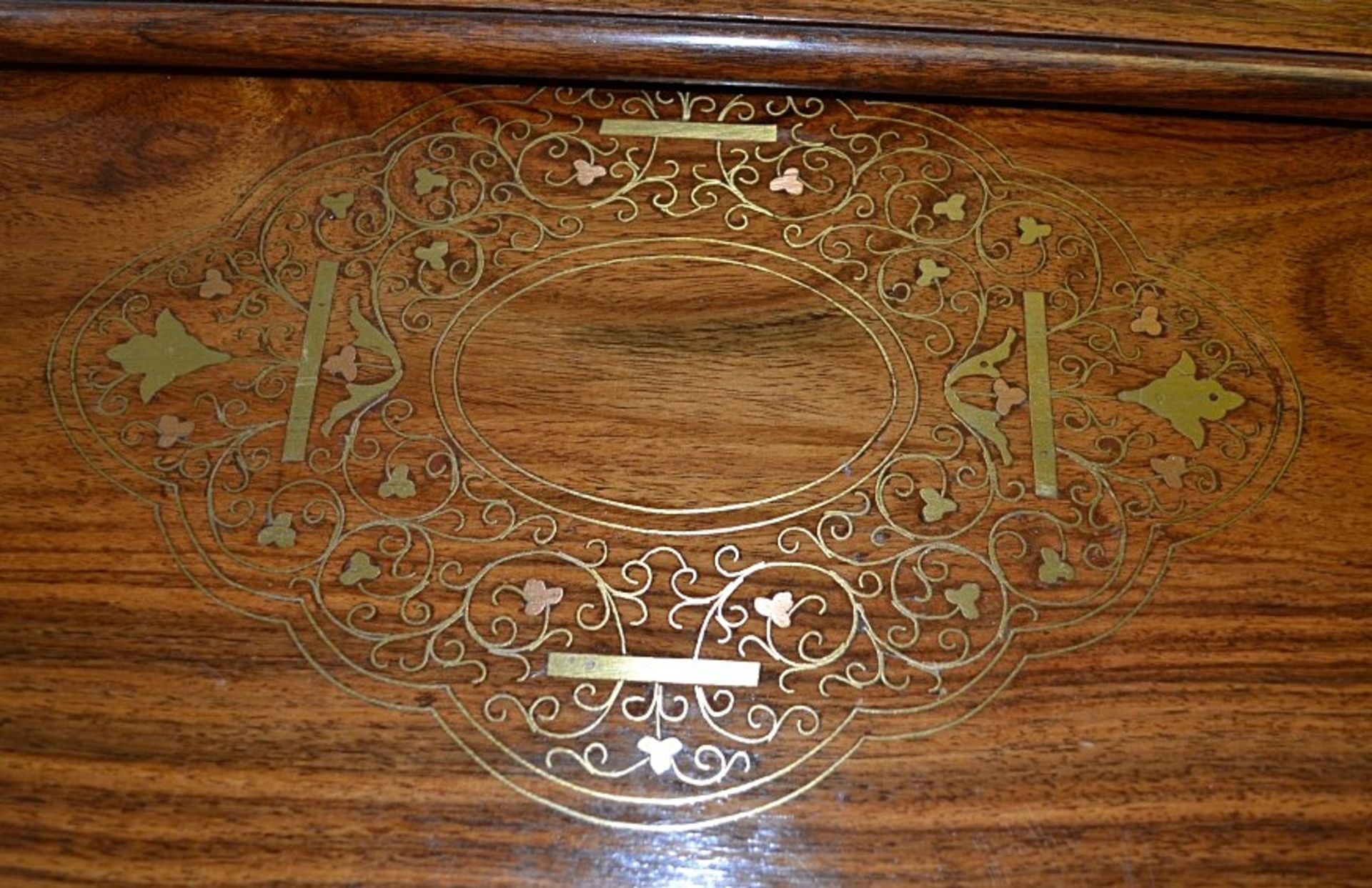 Nest Of 4 x Vintage Solid Mahogany Tables Featuring Attractive Brass Inlay - From A Grade II - Image 4 of 7