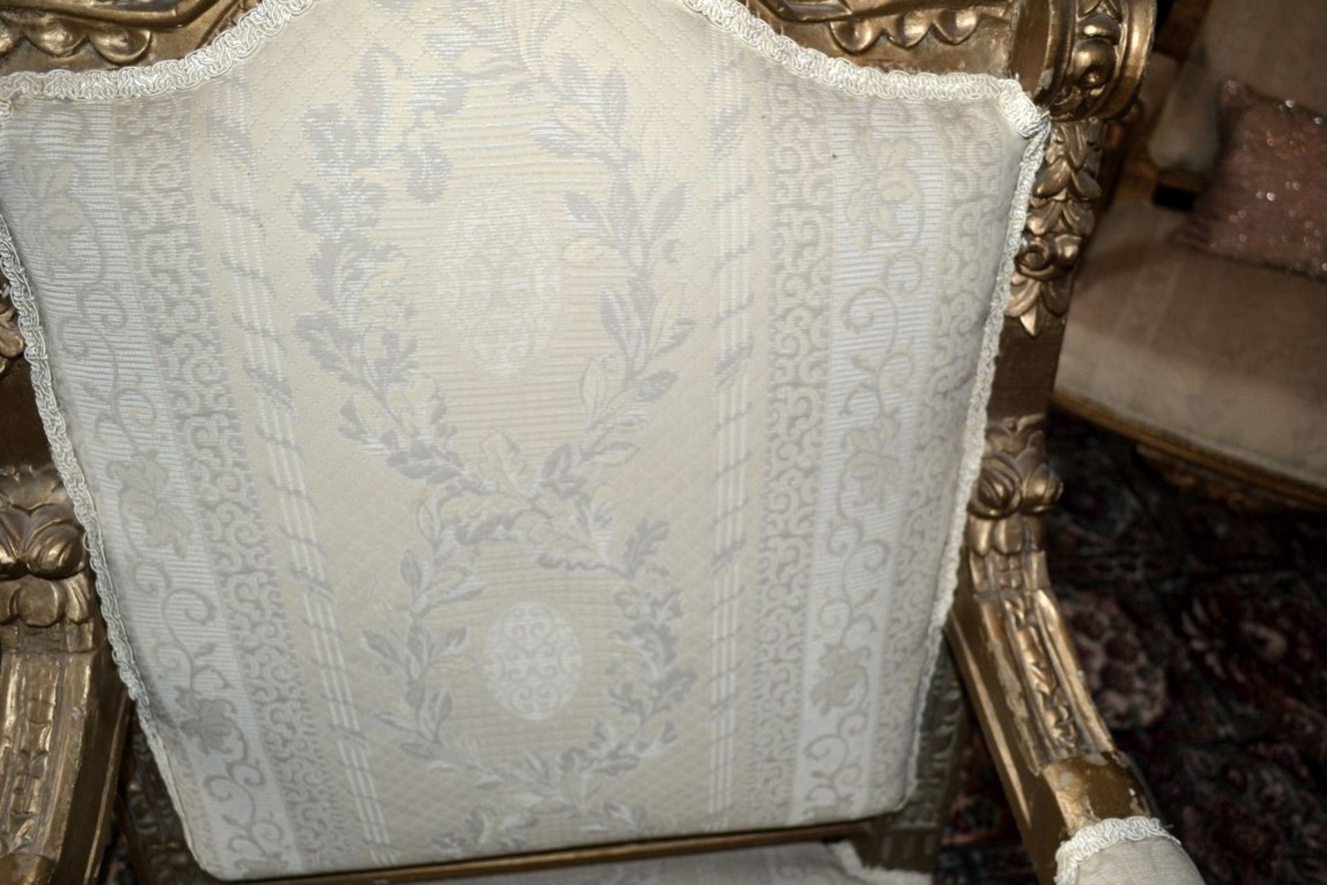 1 x Period Gold Gilt Armchair - Upholstered In A Rich Cream Fabric - From A Grade II Listed Hall - Image 6 of 9
