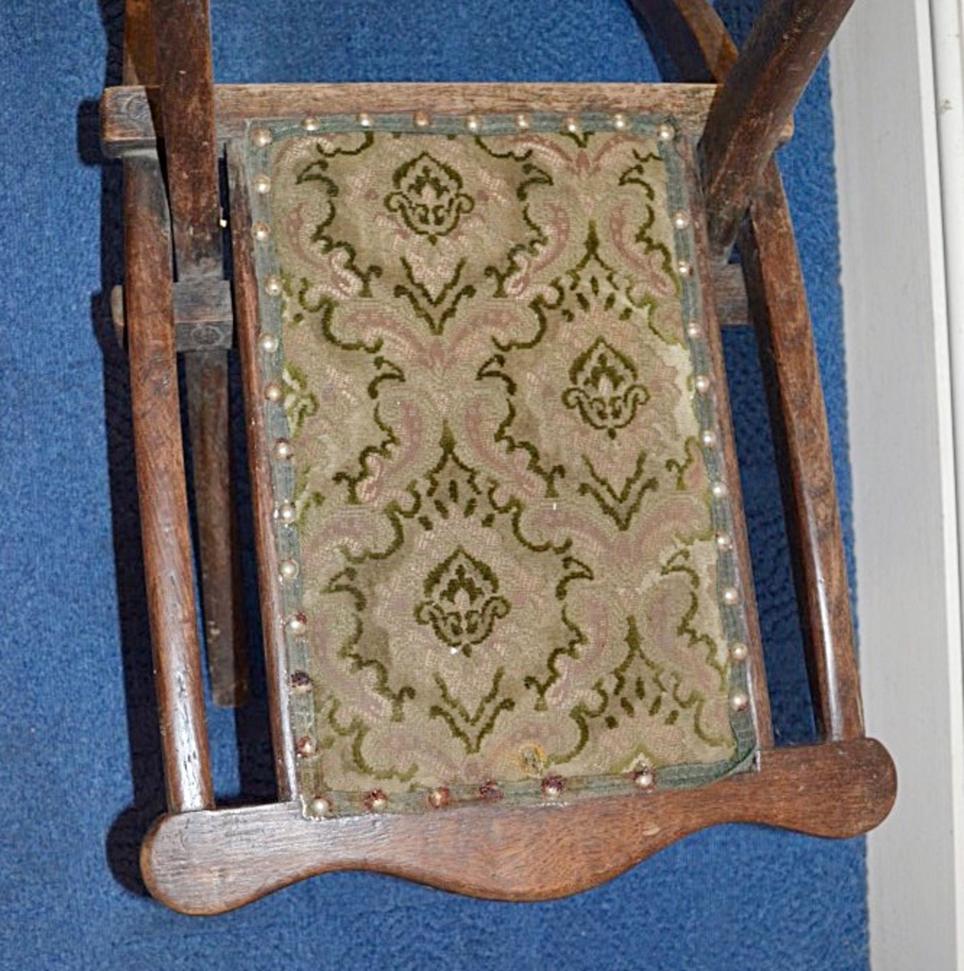 1 x Antique Victorian Upholstered Folding Chair - From A Grade II Listed Hall In Good Original - Image 7 of 7