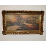 1 x Framed Oil On Canvas Painting, Depicting A Lake At Dusk - Signed By the Artist - From A Grade II