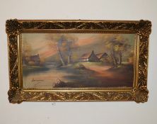 1 x Framed Oil On Canvas Painting, Depicting A Lake At Dusk - Signed By the Artist - From A Grade II