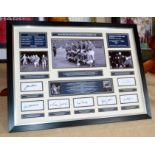 1 x Framed Signed Image Of Manchester United European Cup Winners 1968 Featuring Seven Genuine