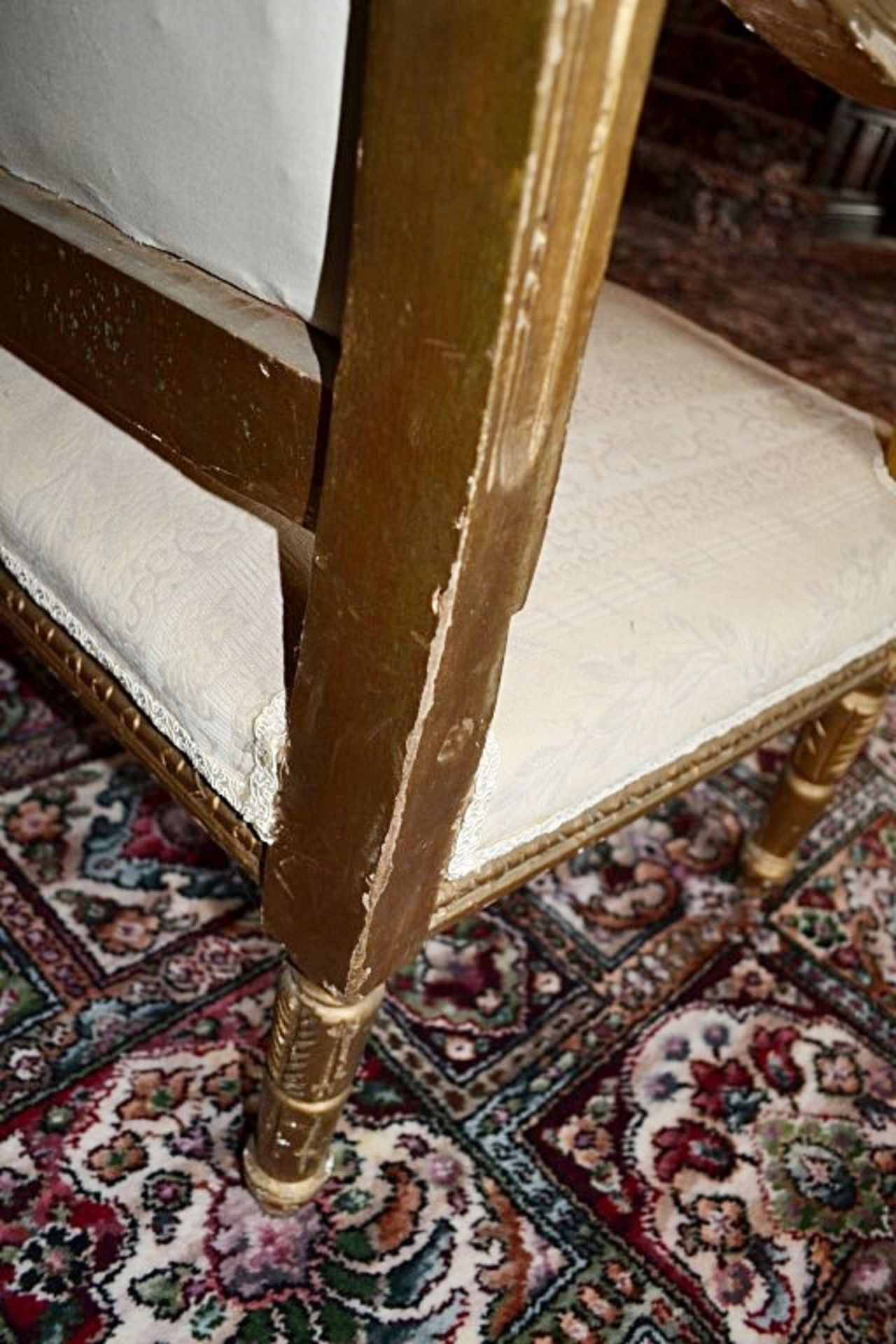 1 x Period Gold Gilt Armchair - Upholstered In A Rich Cream Fabric - From A Grade II Listed Hall - Image 4 of 9