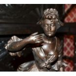 1 x Antique Bronze Lady Figurine - From A Grade II Listed Hall In Good Condition - Height 44cm