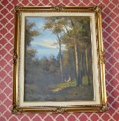 1 x Painting Depicting A Woodland Scene, In A Period Gilt Frame - Original Oil On Canvas - From A