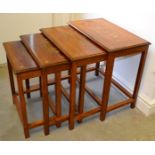 Nest Of 4 x Vintage Solid Mahogany Tables Featuring Attractive Brass Inlay - From A Grade II
