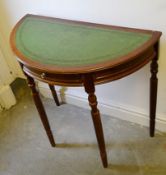 1 x Vintage Halfmoon Console Table With Drawer - From A Grade II Listed Hall In Good Condition -