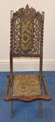 1 x Antique Victorian Upholstered Folding Chair - From A Grade II Listed Hall In Good Original