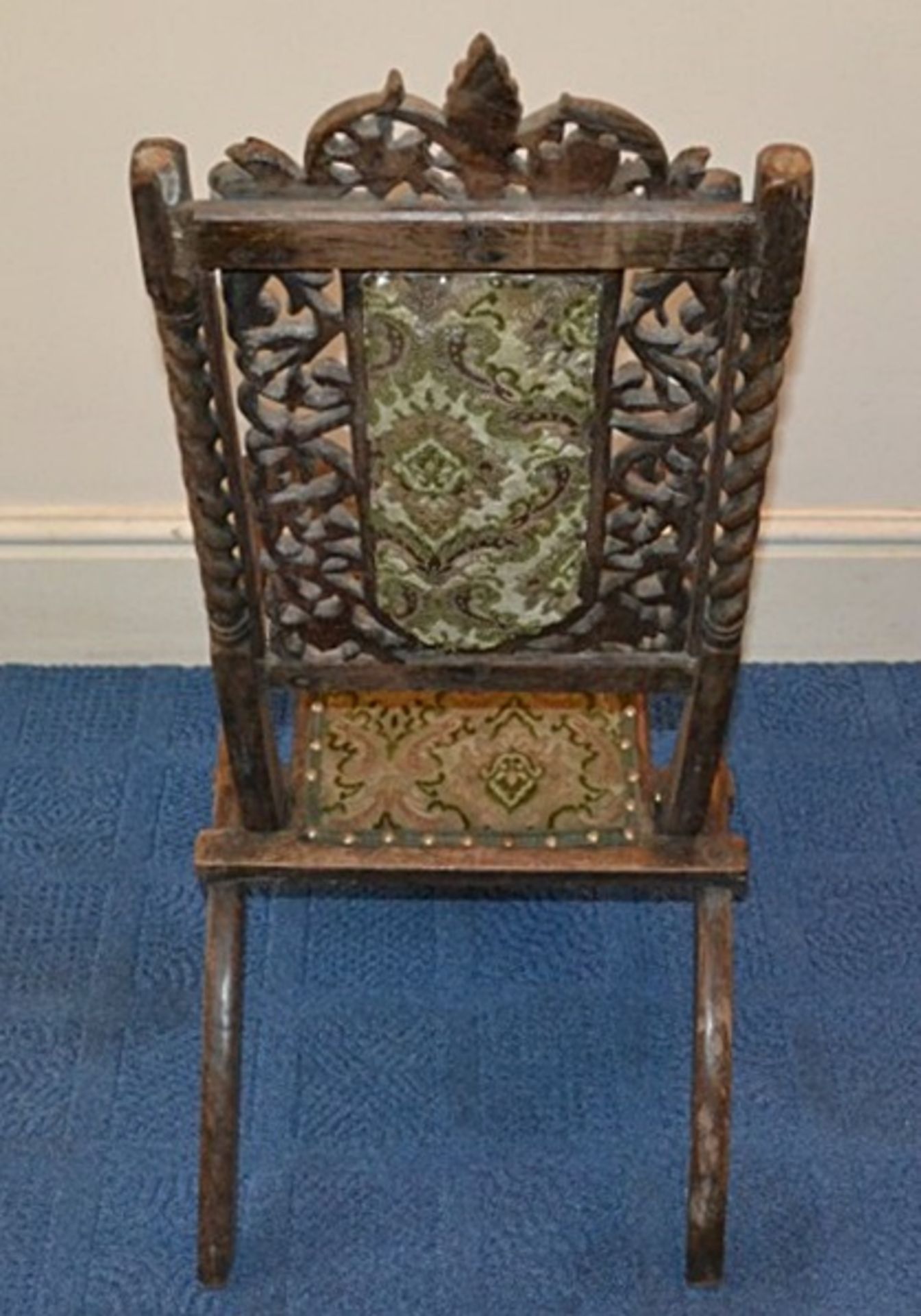 1 x Antique Victorian Upholstered Folding Chair - From A Grade II Listed Hall In Good Original - Image 4 of 7