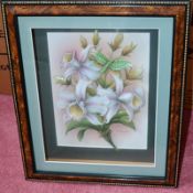 1 x Framed Floral Butterfly Decoupage Picture by ROB POHL - From A Grade II Listed Hall In Very Good