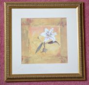 Pair Of Framed Floral Art Print - Unsigned - From A Grade II Listed Hall In Very Good Condition *