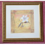 Pair Of Framed Floral Art Print - Unsigned - From A Grade II Listed Hall In Very Good Condition *