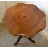 1 x Vintage Lamp Table With Inlay Floral Motif - From A Grade II Listed Hall In Good Condition -