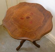 1 x Vintage Lamp Table With Inlay Floral Motif - From A Grade II Listed Hall In Good Condition -