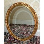 1 x Vintage Oval Ornate Gilt Frame Mirror - From A Grade II Listed Hall In Very Good Condition *More