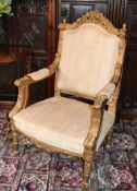 1 x Period Gold Gilt Armchair - Upholstered In A Rich Cream Fabric - From A Grade II Listed Hall