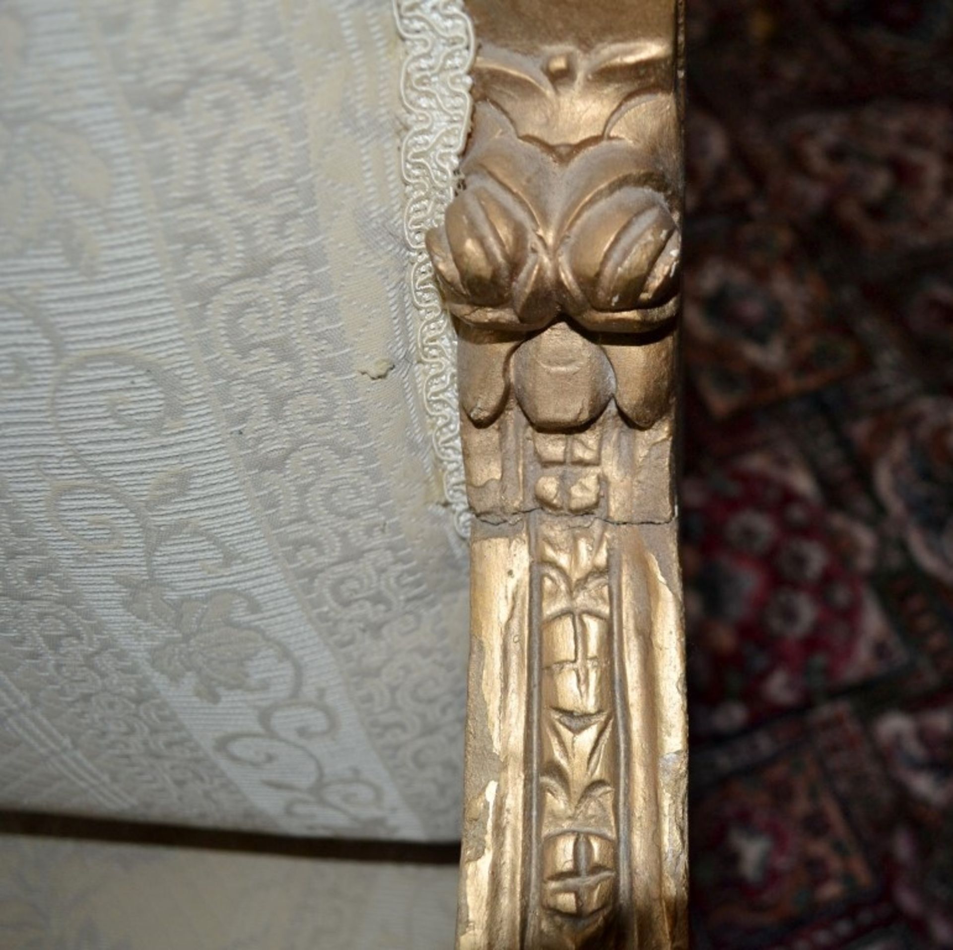 1 x Period Gold Gilt Armchair - Upholstered In A Rich Cream Fabric - From A Grade II Listed Hall - Image 7 of 9