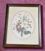 1 x Vintage Framed Floral Art Print - From A Grade II Listed Hall In Very Good Condition *More