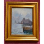 1 x Original Oil Painting By F. Rinaldi, Depicting A Venetian Scene - 19th Century - From A Grade II