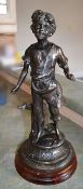 1 x Antique Bronze Figurine Depicting A Blacksmiths Apprentice On Base **More Information To