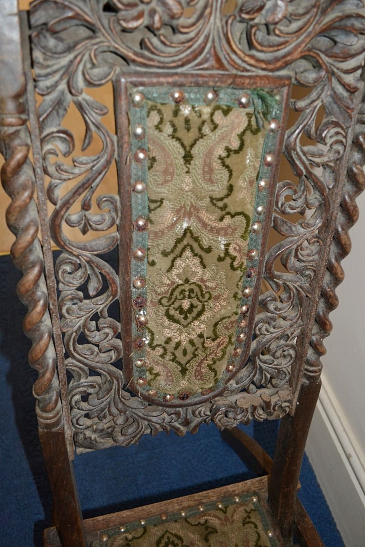 1 x Antique Victorian Upholstered Folding Chair - From A Grade II Listed Hall In Good Original - Image 6 of 7