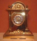 1 x Large Antique Brass Boxed Striking Mantle Clock - French Movement No. 3663 - From A Grade II