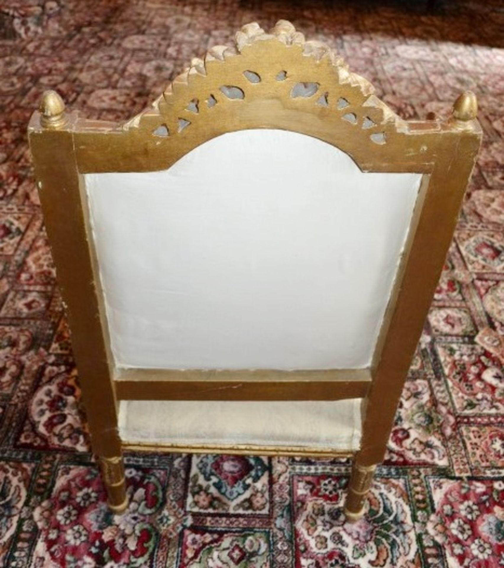 1 x Period Gold Gilt Armchair - Upholstered In A Rich Cream Fabric - From A Grade II Listed Hall - Image 3 of 9