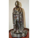 1 x Vintage Cast Iron Knight-shaped Fireside Companion In A Vitreous Enamel (Without Tools) - Age: