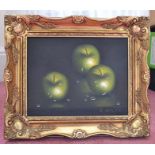 1 x Original Oil On Canvas Painting By K Myles Depicting Apples - From A Grade II Listed Hall In
