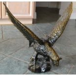 1 x Bronze Life Size Statue Of An Eagle In Flight - From A Grade II Listed Hall In Very Good