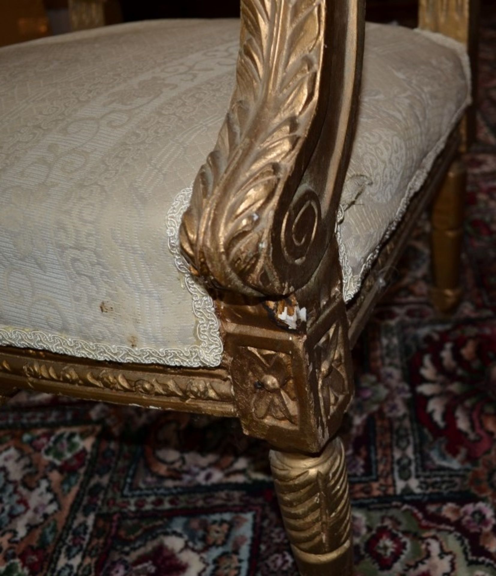 1 x Period Gold Gilt Armchair - Upholstered In A Rich Cream Fabric - From A Grade II Listed Hall - Image 9 of 9