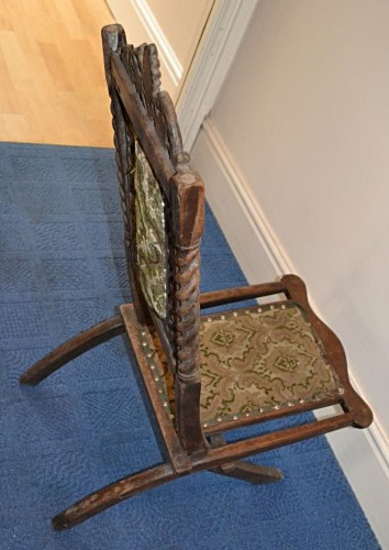 1 x Antique Victorian Upholstered Folding Chair - From A Grade II Listed Hall In Good Original - Image 5 of 7