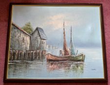 1 x Original Oil Painting Featuring A Boating Scene - Signed By The Artist - From A Grade II