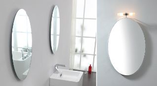 1 x Stylish Bathroom Oval Mirror 45 with top light - B Grade Stock