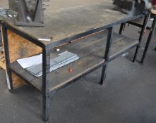 1 x Steel Workbench With Wooden Surfaces and Undershelf - CL202 - Ref EN051 - Location: Worcester