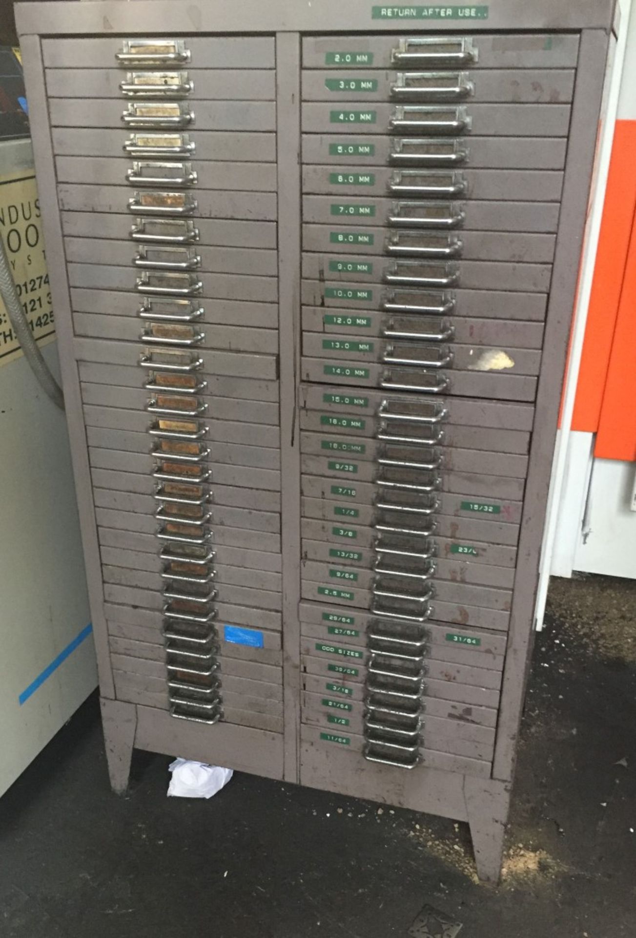 1 x Metal 60 Drawer Cabinet Including Copper Rod Contents