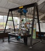1 x 2 Ton A-Frame Gantry System With Rollers For Easy Movement - Includes Two Morris Lifting Hoists,