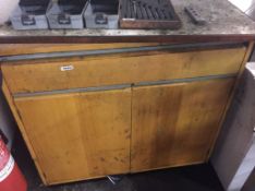 1 x Wooden Workbench/ Cabinet including drawer contents as per picture (excludes all tools on top of