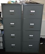 2 x Four Drawer Office Filing Cabinets - Steel Construction - CL202 - Ref EN158 - Location: