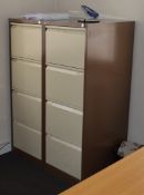 2 x Bisley Four Drawer Office Filing Cabinets - Brown and Biege - CL202 -  Ref TOF - Location: