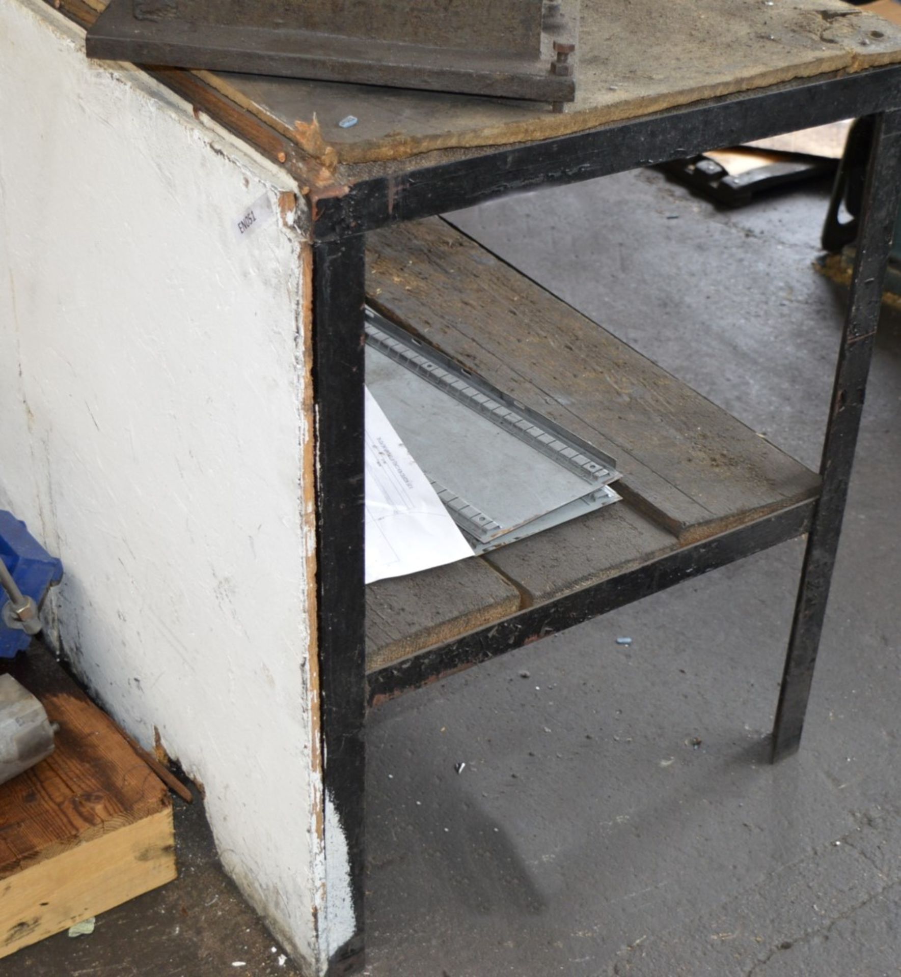 1 x Steel Workbench With Wooden Surfaces and Undershelf - CL202 - Ref EN051 - Location: Worcester - Image 3 of 3