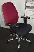 1 x Ergonomical Office Swivel Chair - Height and Tilt Adjustable - Hard Wearing Fabric With Chrome