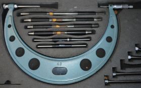 1 x Mitutoyo Outside Micrometer - Includes Presentation Case and Accessories as Pictured - Made in