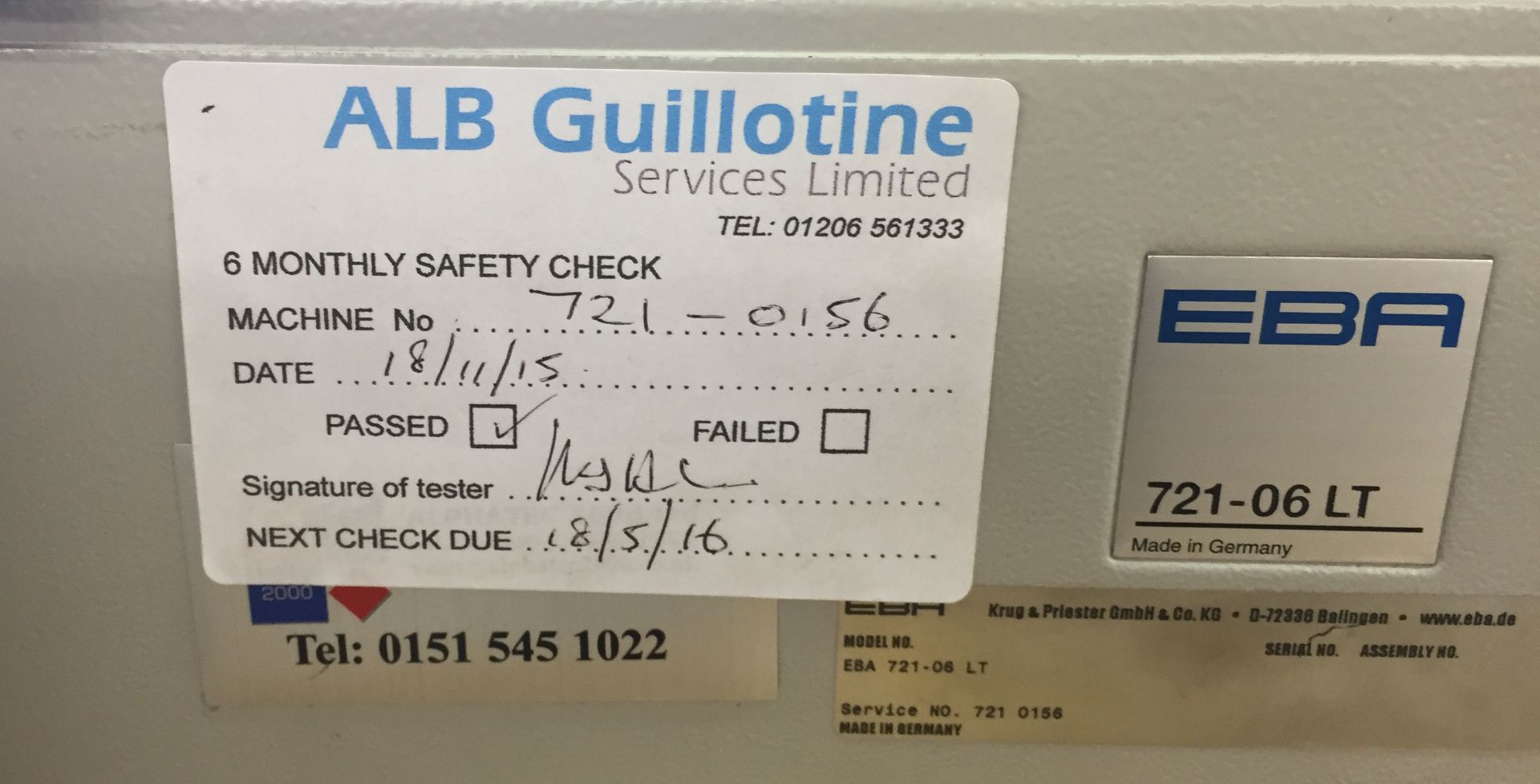1 x EBA Professional Guillotine 721-06LT - CL171 - Location: London, N4 - Image 11 of 11