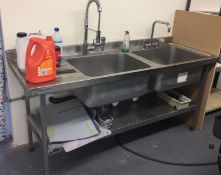 1 x Franke Sissons Stainless Steel Sink Double Right Hand Bowl 1800x650mm - CL171 - Location: London