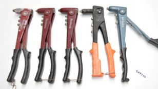 5 x  Various Hand Riveting Tools - Brands Include Roebuck and Gesipa - Ref CAT119 - CL300 -