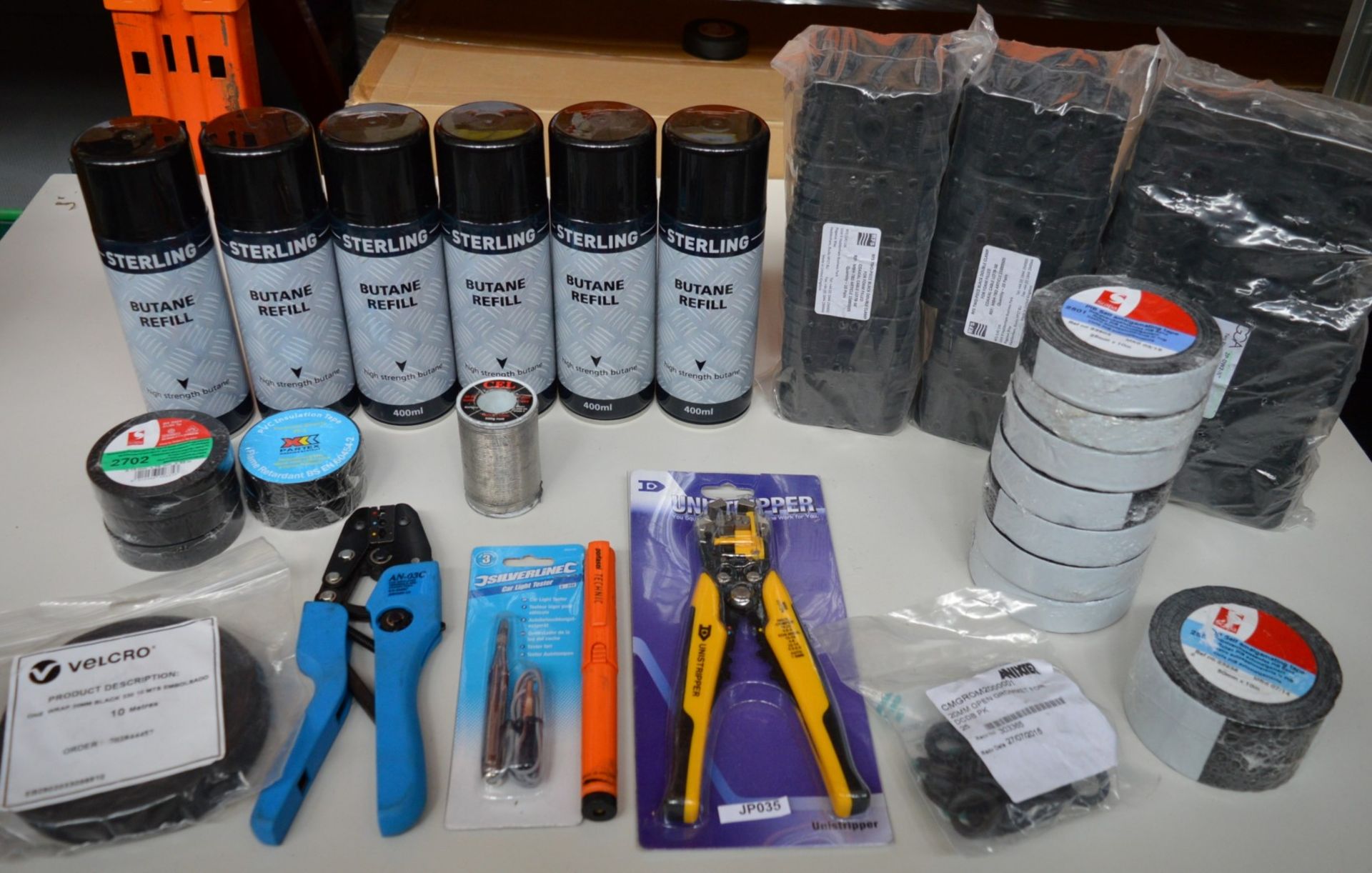 Assorted Collection of Electrical Consumables - CL300 - Including 6 x Sterling Butane Refills, 1 x