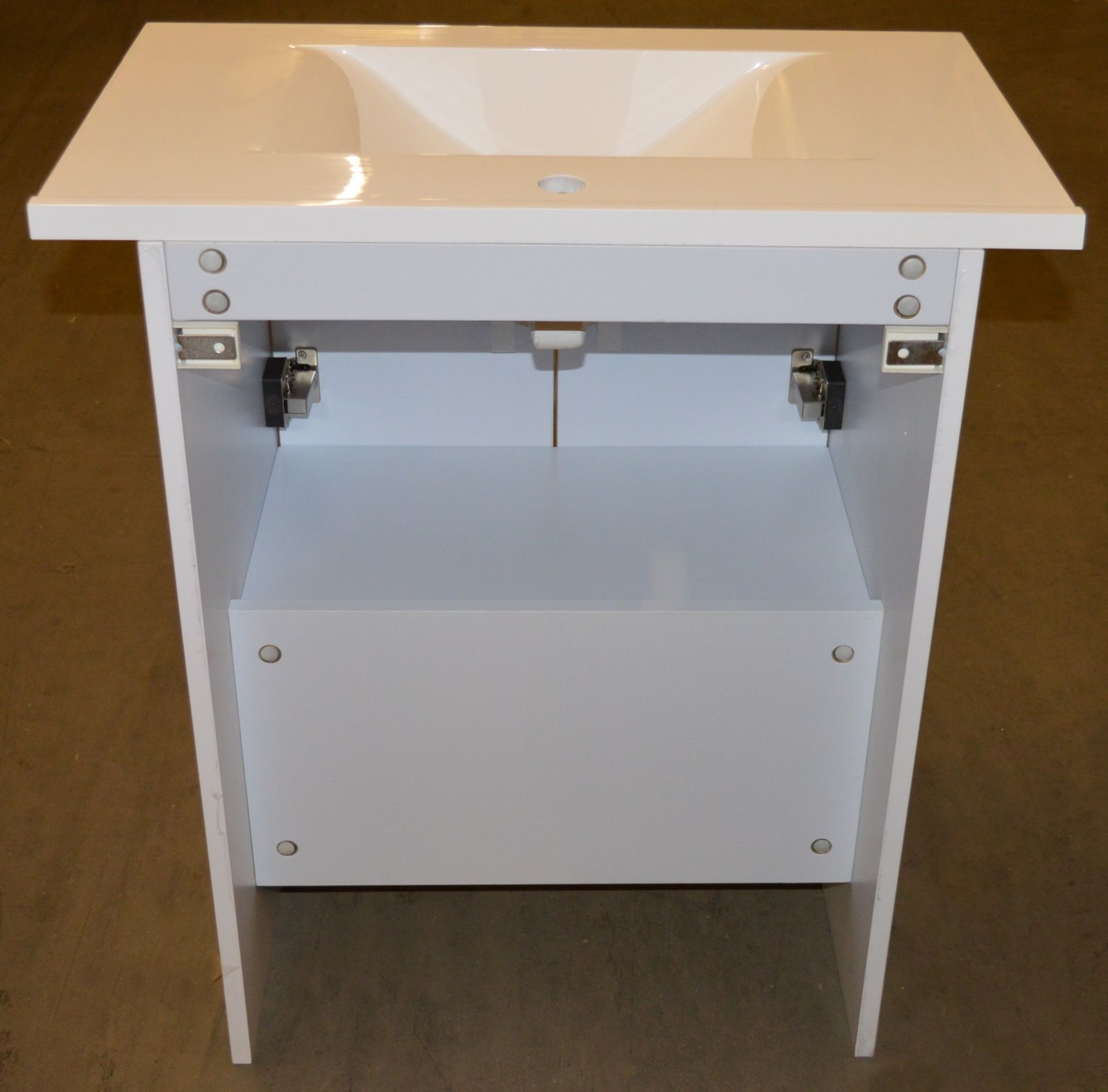 1 x Vogue Onyx White Gloss 600mm Bathroom Vanity Unit With Wash Basin - Vinyl Wrap Coating for - Image 2 of 11