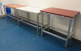 Set of 3 Stainless Steel Butchers Tables with Poly Chopping Board Tops - Ref: 019 - CL173 - Location