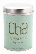12 x Tins of CHA Organic Tea - SPRING MINT - 100% Natural and Organic - Includes 12 Tins of 25 Round